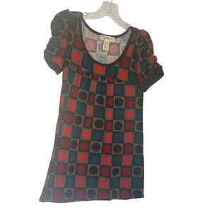 vintage Younique Women's M Geometric Dot Print Short Sleeve Top